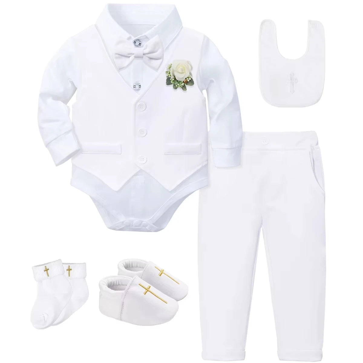 Outfit Boy Infant Baby Church Christening Suit Toddler White Blessing Set Newborn Easter Birthday Party Gift Clothes
