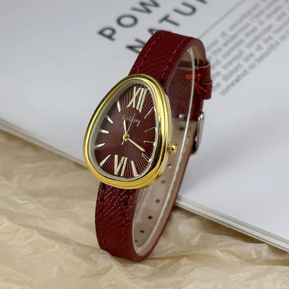 Famous Brand Women Quartz Watch Luxury Gift Ladies Snake Head Female Watch Fashion Red Leather Strap Wristwatch Dropshipping