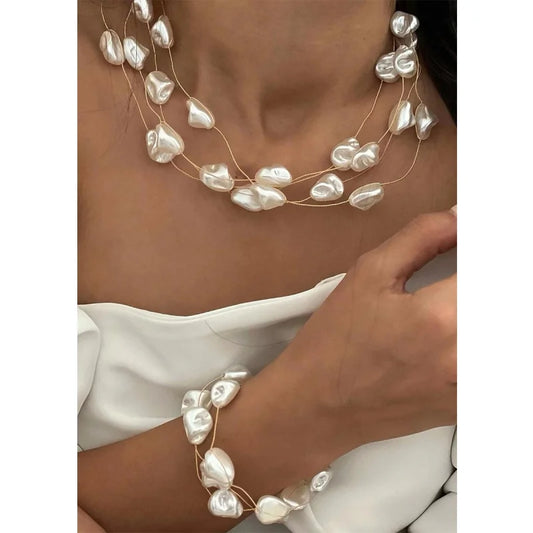 Niche Vintage Choker Beaded Clavicle Chain Baroque Imitation Pearl Necklace