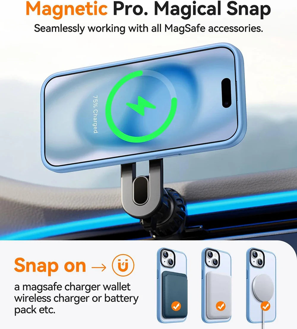 Magnetic Luxury Matte Translucent Armor Shockproof Case For iPhone 16 15 14 13 Pro Max Plus For Magsafe Wireless Charge Cover