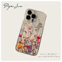 Transparent Flower Floral Phone Case For iPhone 16 15 13 14 12 11 Pro Max 15 16 Plus  XR Max 12 13 Mini Clear Soft Funda Cover