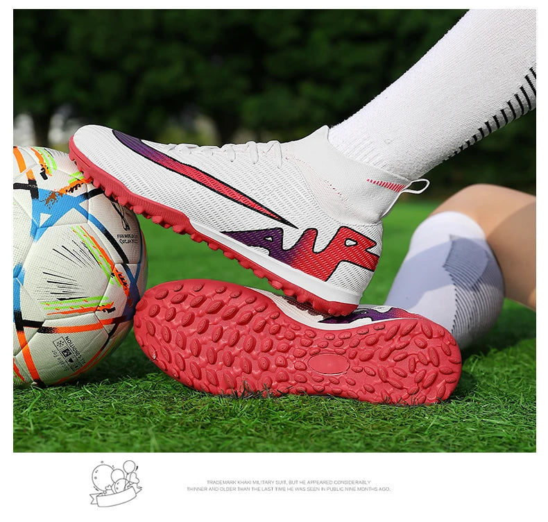 Professional Men High Ankle Football Boots Soccer Cleats TF/FG Training