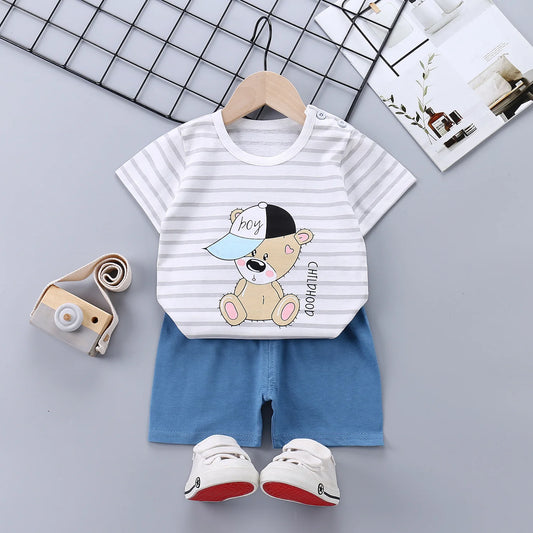 Toddler Boy Clothes Cotton Tops+Pant 2Pcs Set Baby Girl Clothes Infant Outfit Kid Tracksuit Casual Clothes Children Suit A1017