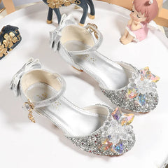 Girls Princess Shoes Performance Crystal Shoes Summer Children High Heels