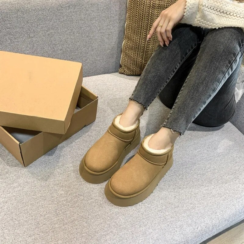 Sheepskin Wool Comprehensive Anti-skid Snow Boots Women's Mini Short Boots