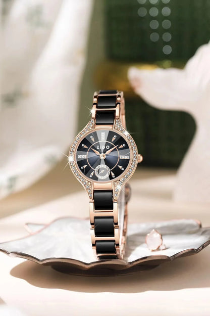 Watch For Women Brand Retro Light Luxury Waterproof Diamond inlaid high quality Stainless Steel Female Fashion Clock Watchees