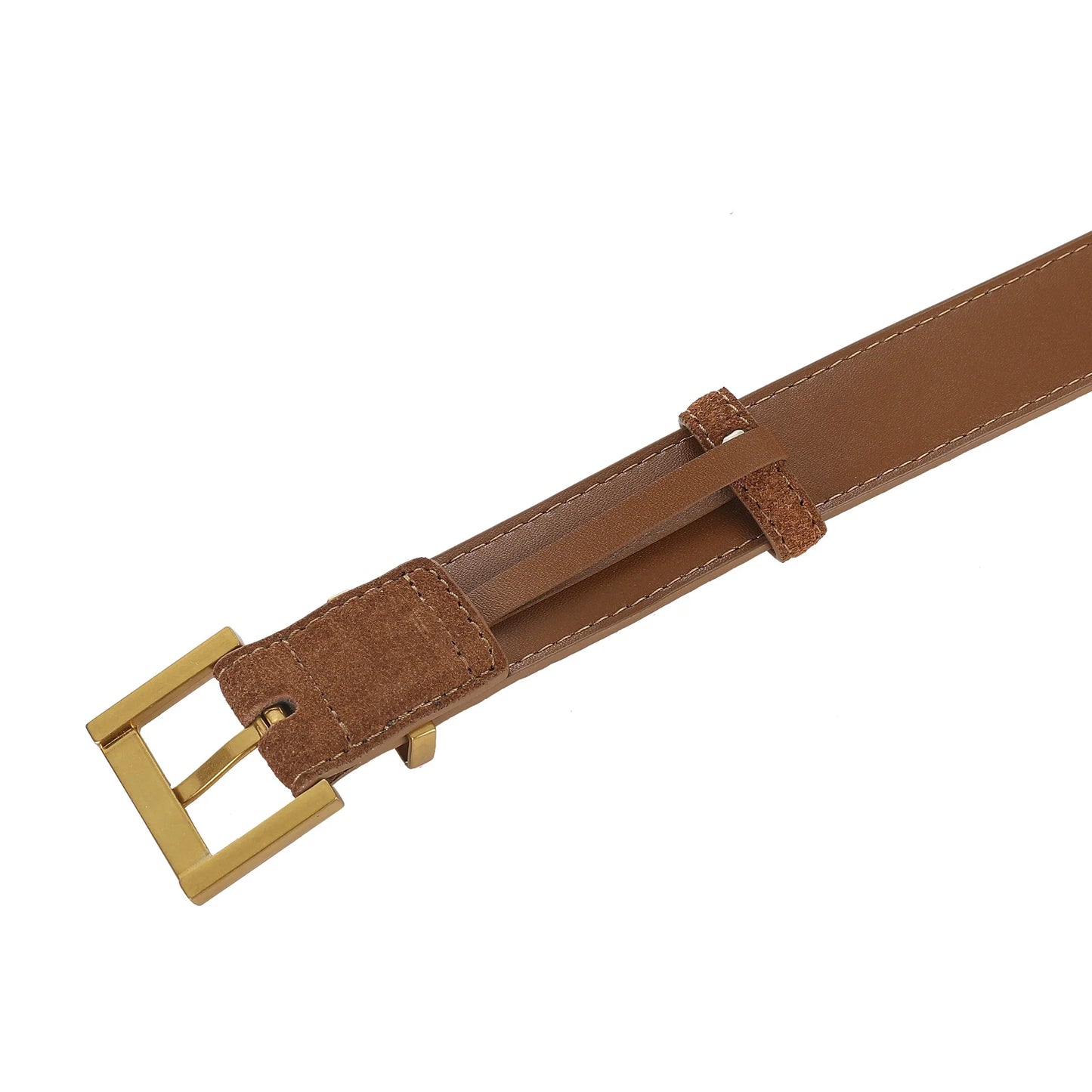 New Luxury Double Genuine Leather Belt for Women Jeans Casual Dress Square Alloy Buckle Ladies Trendy Belts Fashion Waistband