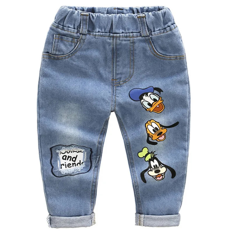 2025 New Summer Baby Boys Clothing Set Kids Cartoon Mickey Mouse T-shirt + Jeans Pants 2Pcs for Children Tracksuits Clothes