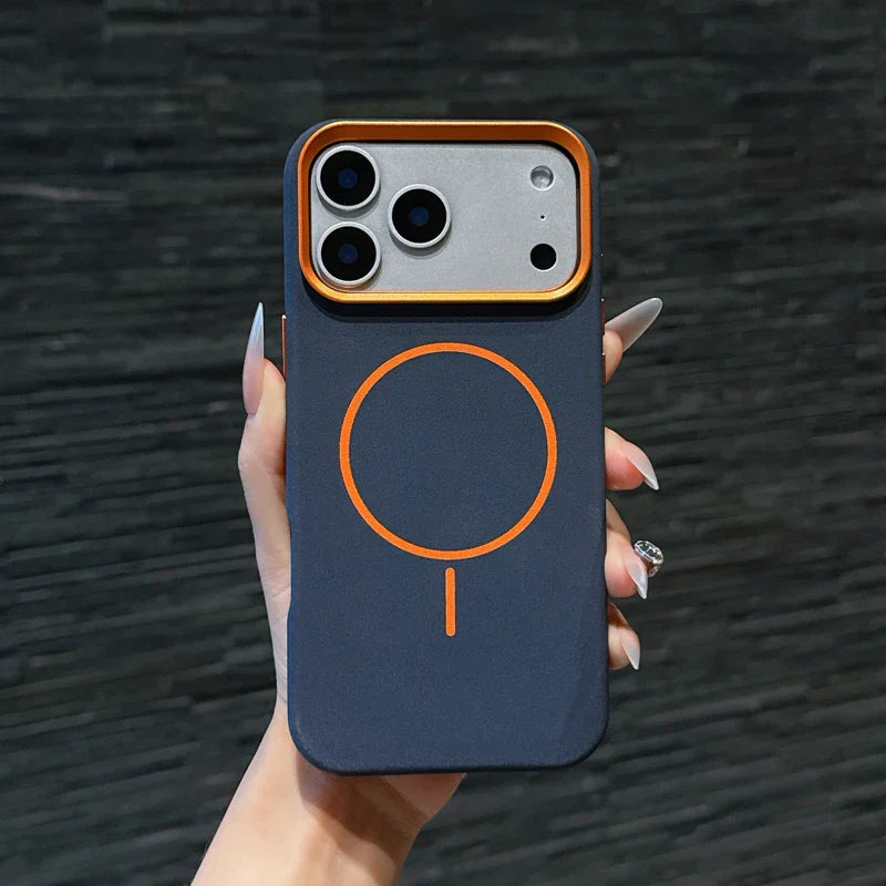 For iPhone 17 Pro Max 17 Air Case Magnetic Elephant Skin Pattern Ultra-thin Metal Lens Protection Wireless Charging Cover