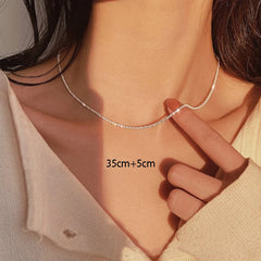 Silver Color Sparkling Necklace For Women Trendy Clavicle Chain Choker Girls Korean