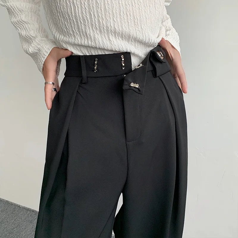 Men's Straight Suit Trousers Male Loose Solid Color Wide Leg Pants Spring