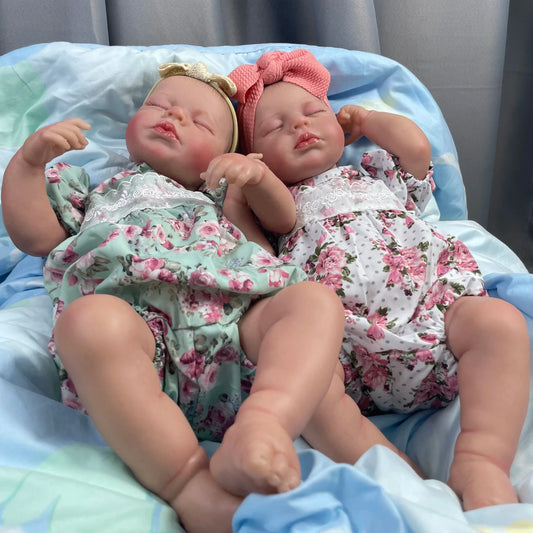 20 Inch Finished Reborn Dolls LouLou Twins Girl Silicone Vinyl Newborn Doll Lifelike Handmade Toy Christmas Gift