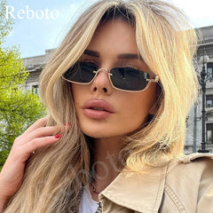 Women's Sunglasses Luxury Brand Metal Half Frame Sunglasses