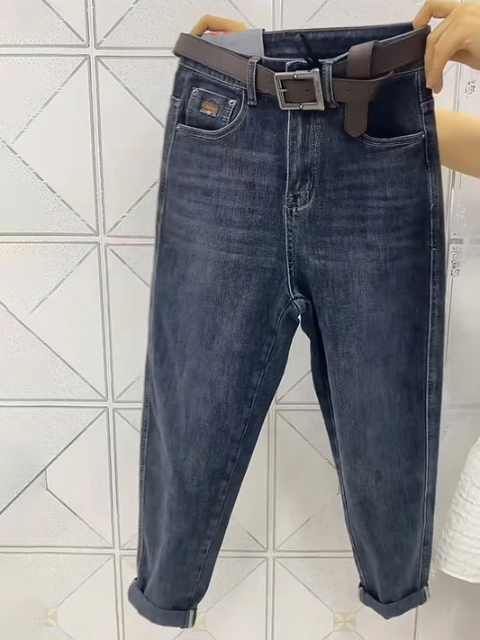 Y2k Large Women's Slim Nine Point Dad Jeans 2023 Autumn Fat Mm Loose Pear Shape