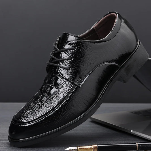 Casual Business Shoes for Men Crocodile PU Leather Men Dress Shoes for Male