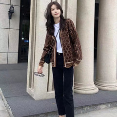 Women's Sweater Knitted Casual Sweater Jacquard Letter Knitted Cardigan