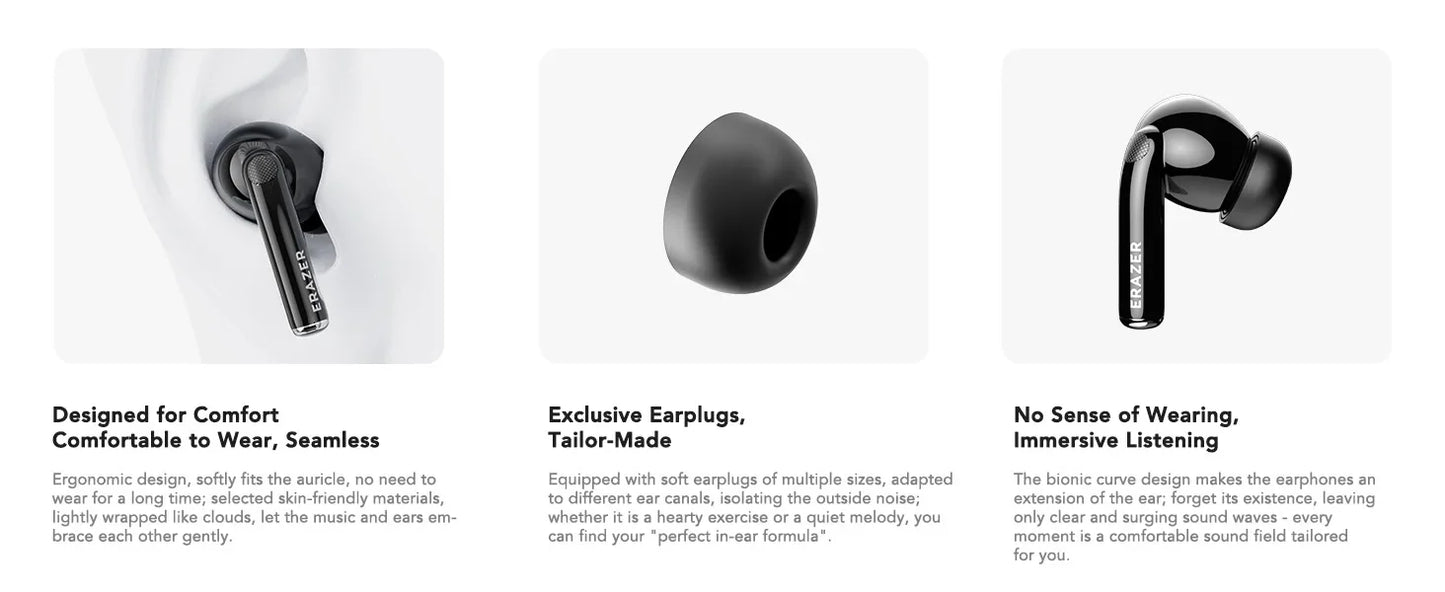 AI Translator Earbuds Erazer XT89PRO Bluetooth Earphones Game Low Latency Wireless Headphones In-Ear Noise Reduction Softpads