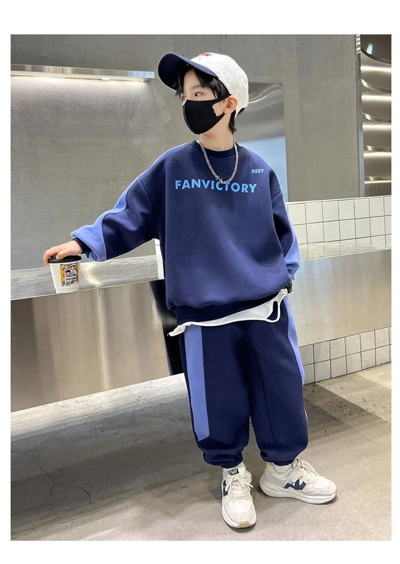 Boys Prints Letter Sets Children Spring Fashion Clothes Suits Kids Casual Sweatshirts+Pants 2Pcs Simplicity Autumn Outfits
