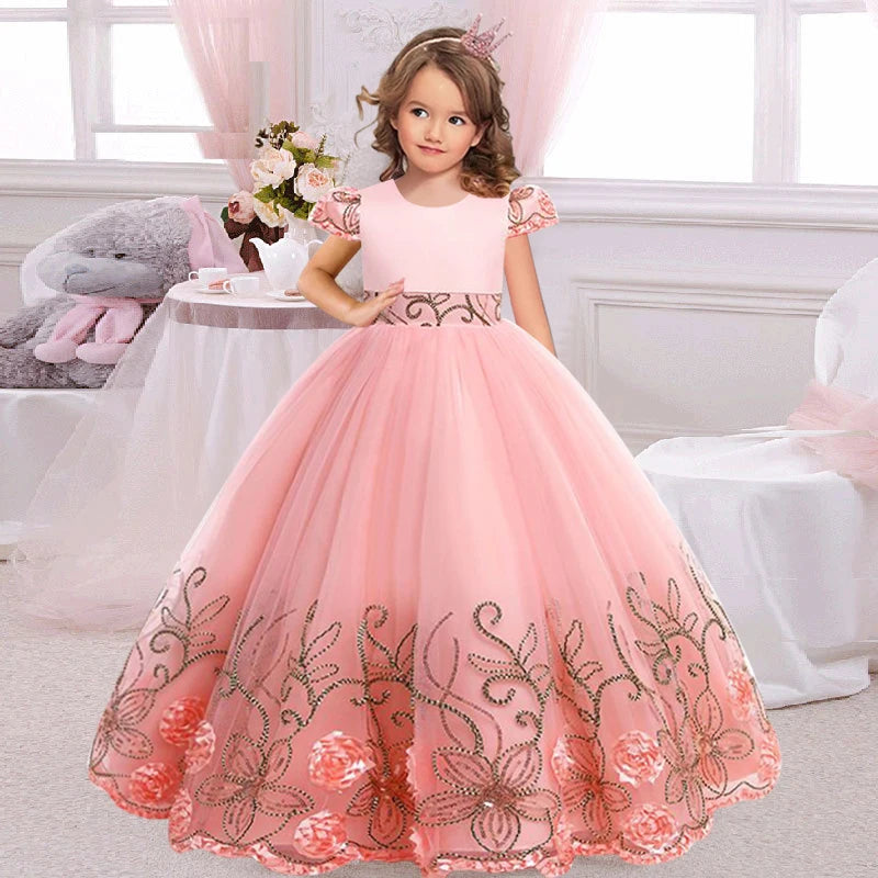 New Flower Girl Dresses Piano Performance Dress Birthday Wedding Party Pageant Costume Gorgeous Birthday Evening Dress 4-14Y