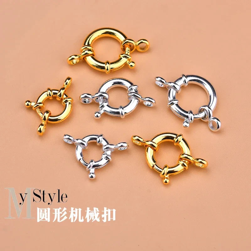 925 Sterling Silver Spring buckle accessories, circle bubble buckle, necklace joint beads buckle, DIY DIY connection buckle