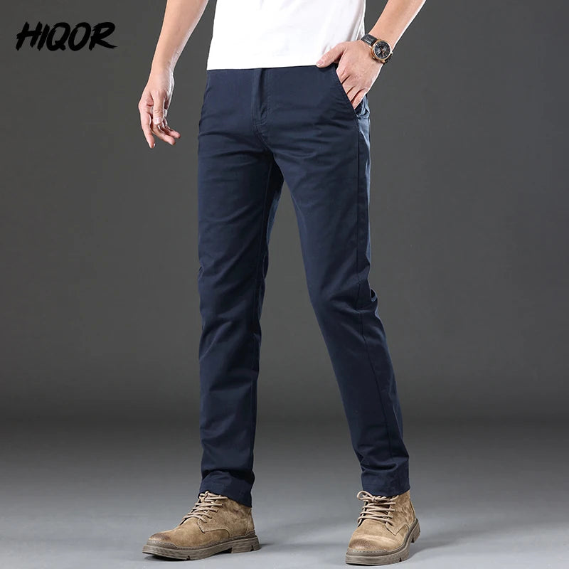 Men's Summer Pants Cotton Casual Pants Man Straight Business Gray Khaki Trousers