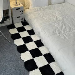 Plaid Tufting Carpets for Living Room Modern Kids Bedside Area Rugs for Bedroom Soft