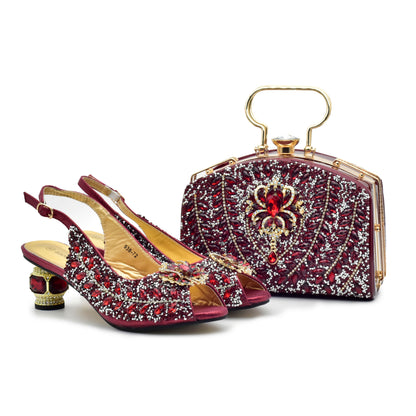 Shoes And Bag Matching Set With Gold Women Italian Shoes
