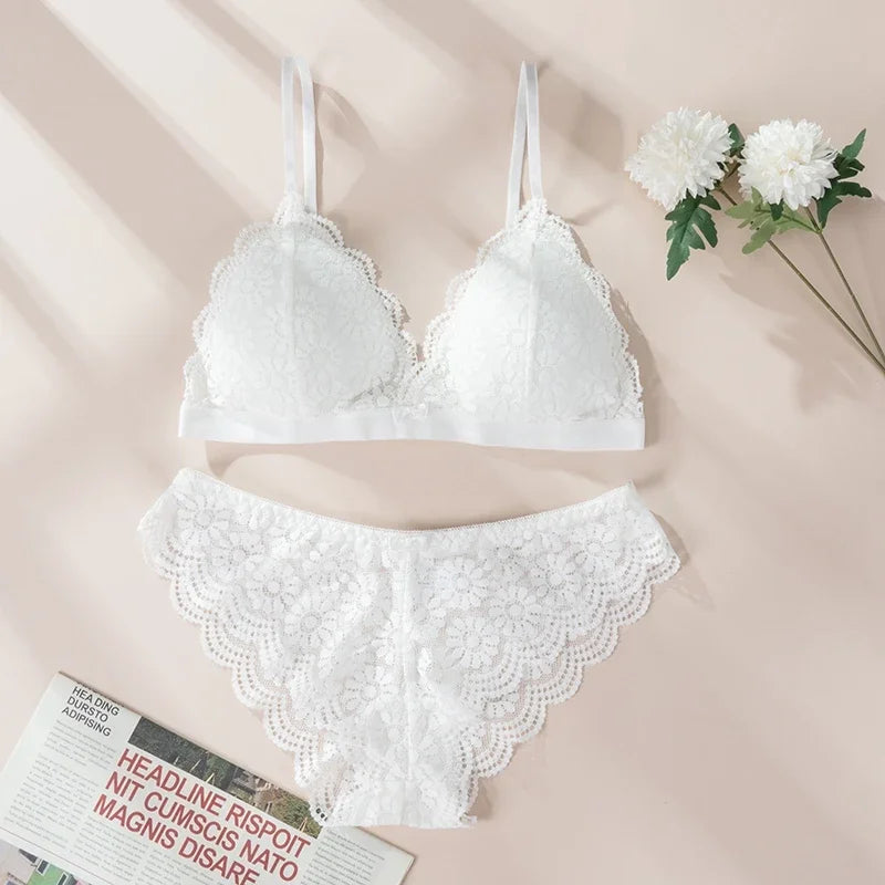 Beauty Back Women's Underwear Set Transparent Lace Push-up Lingerie Set