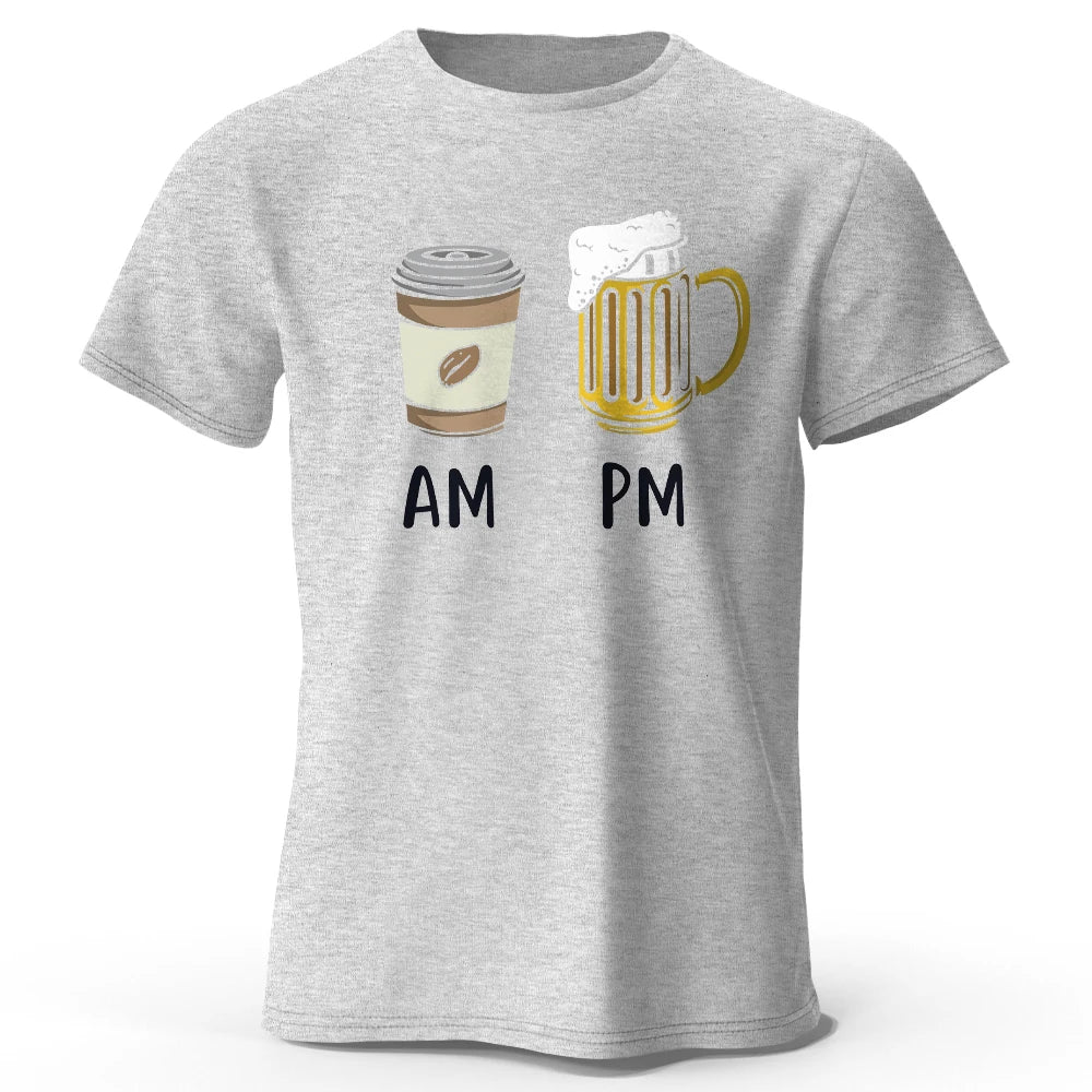 Coffee and Beer Printed Men's T-Shirt 100% Cotton Oversized Funny Graphic Tees for Men Summer Tops