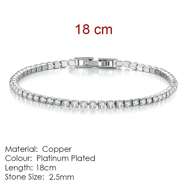 Fashion Multicolor Tennis Bracelet for Women 2.5/3/4/5mm Zirconia Charm Designer Tennis Chain Men Bracelet Wedding Jewelry KC128
