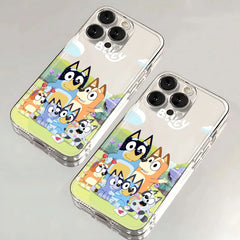 Cartoon B-Blueys Phone Case For iPhone 16 15 14 13 12 11 Mini Pro Max X XR XSMax 7 8 Plus SE20 Transparent Cover