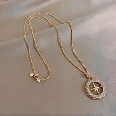 Woman's Eight-pointed Star Pendant Long Necklace for Woman Gift Fashion Gold Color