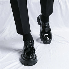 Men Formal Black Lace-up Shoes With Black Sole