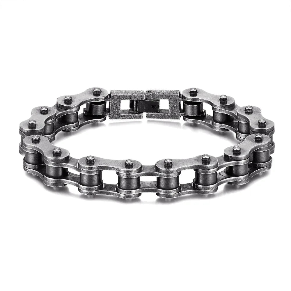 MKENDN Locomotive Men Punk Rock Bicycle Chain Bracelet Stainless Steel Mountain Bike Chain Accessory Male Gifts