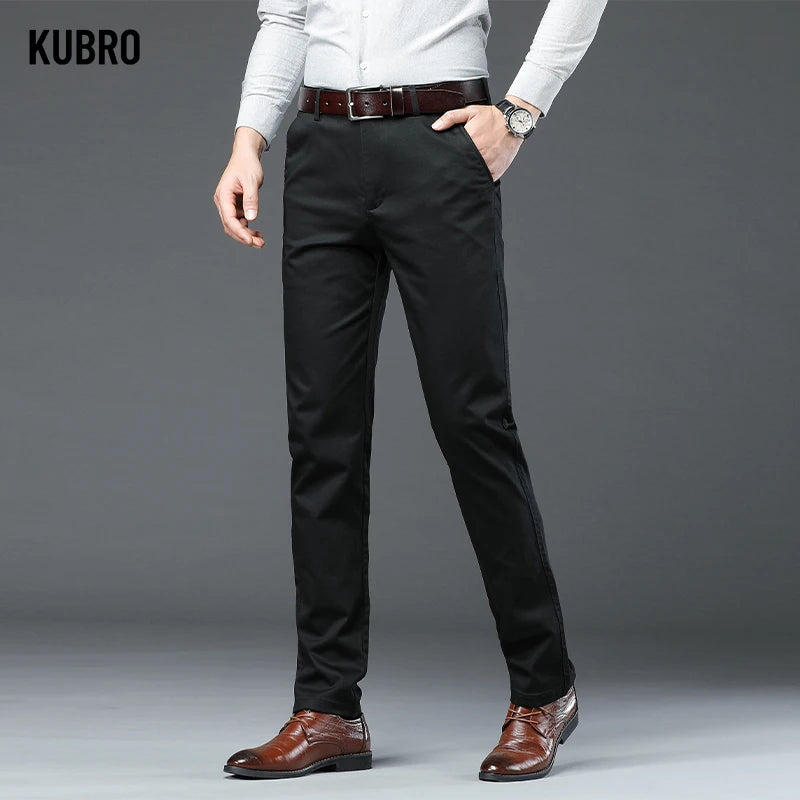 Clothing Men's Straight Fit Suit Pants Men Spring Autumn Business Stretch ArmyGreen