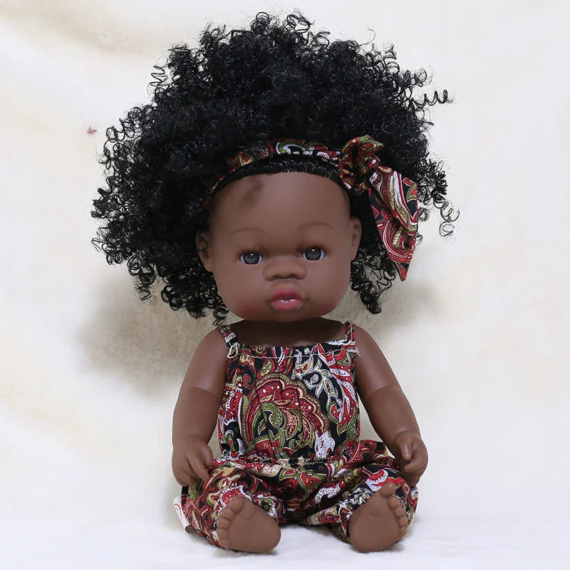 14inch Full Body Vinyl Bebe Reborn Dolls Soft Lifelike Baby Toys American Reborn Black Baby Doll Vinyl Baby Doll Toys Girls Boys