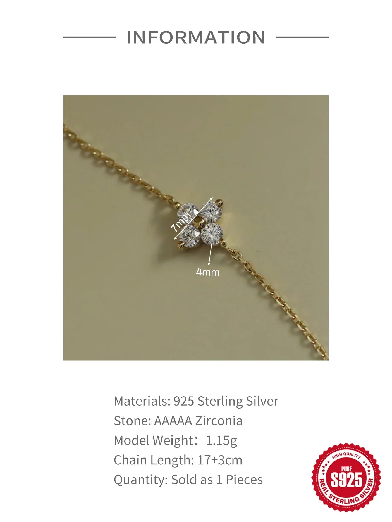 CANNER Real S925 Sterling Silver Mini Zircon Flower Pendant Bracelet Chain for Women's Fine Jewelry Gifts Gold Bracelets Bangles