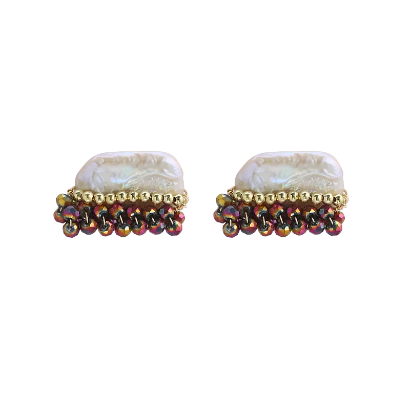Natural Freshwater Baroque Pearl Earrings Korean Style Women Luxury Jewelry Fashion Ladies and Girls Gift GE1586