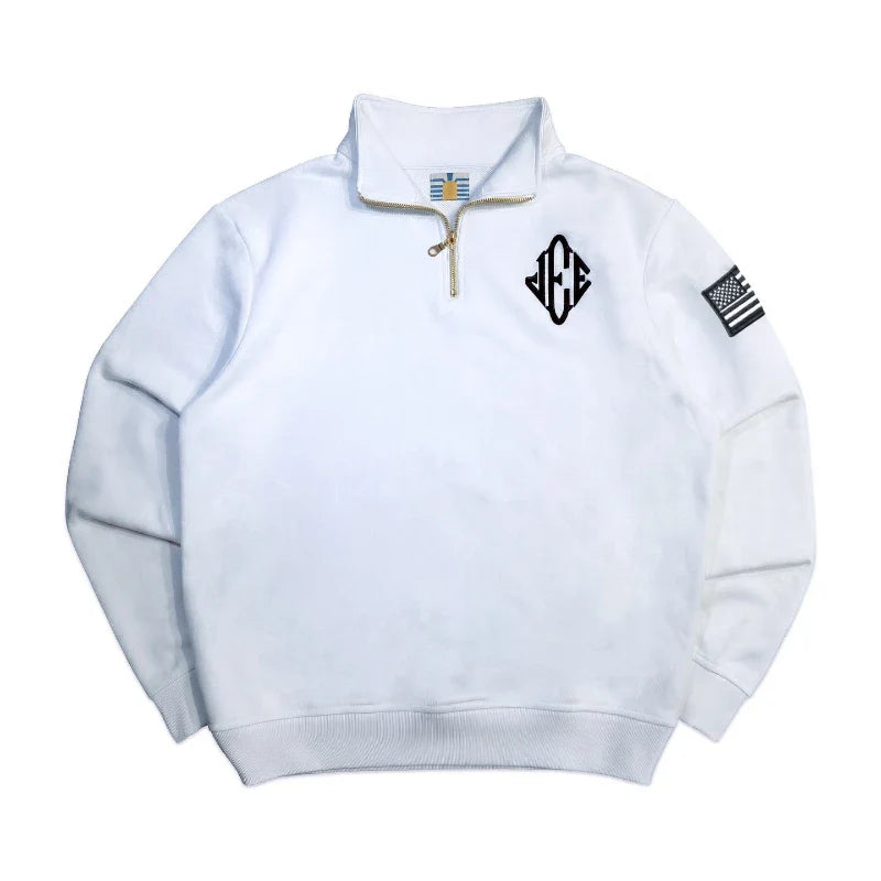 2 Pcs Outerwear Co-ords Y2K Retro JEE Quarterzip Pullover Hoodie American Trend Zipneck Embroidery Streetwear Sweatshirt Set