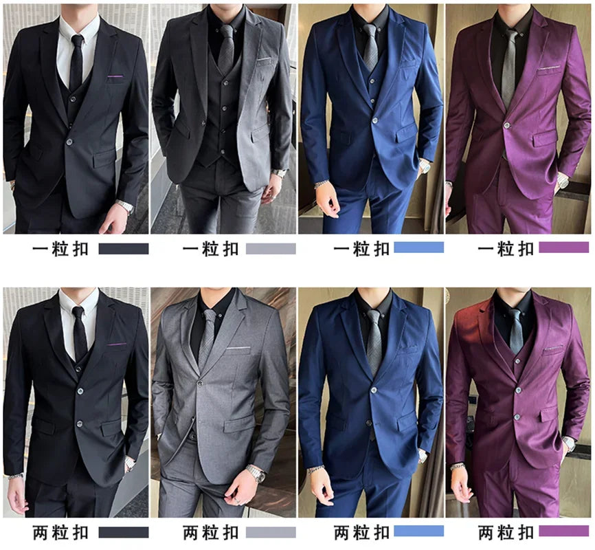 Boutique 6XL (Blazer + Vest + Trousers) Men's Suit Fashion Business Italian