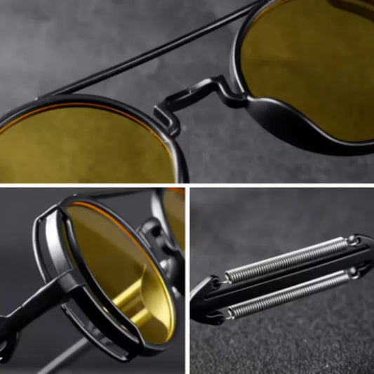 High Quality Gothic Steampunk Sunglasses Polarized Men Women Vintage Round Metal Frame Sun Glasses