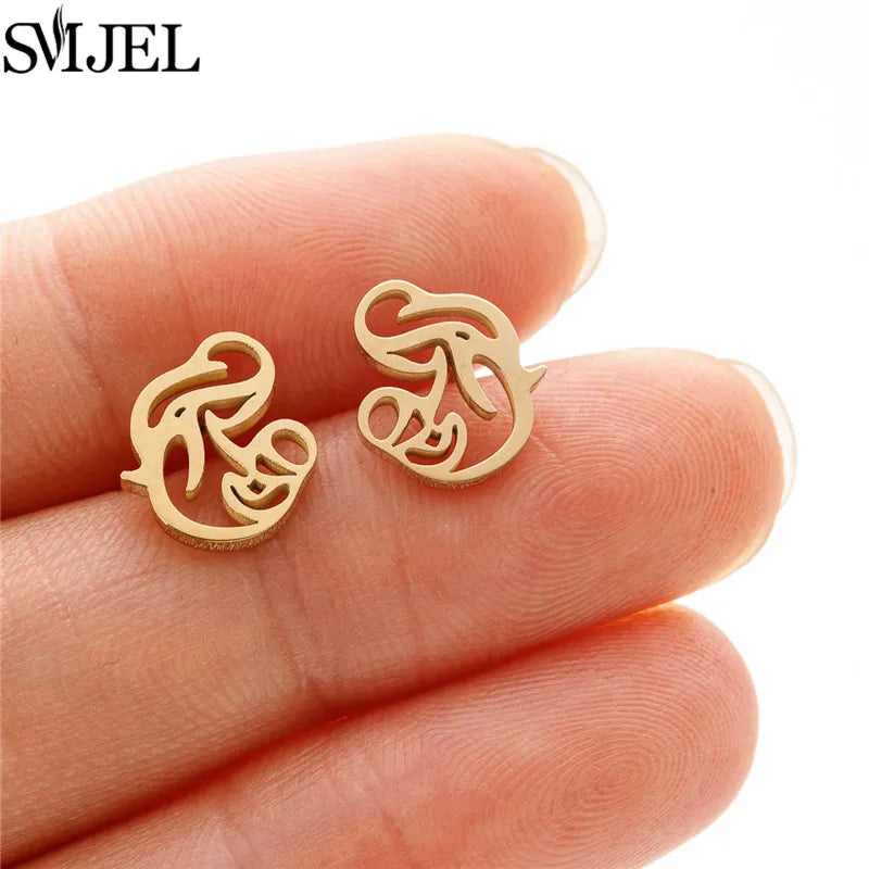 Golden Vintage Mandala leaf Pineapple Earrings for Women Trend Fairy Cup Stainless Steel Earring Punk Game Controller Studs Gift
