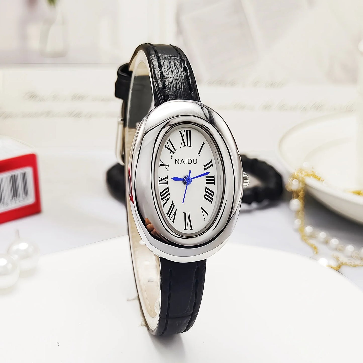 Luxury Women Vintage Oval Goose Egg Quartz Watch Leather Strap Wristwatch Dress Ladies Watches Christmas Gift Clock Relojes