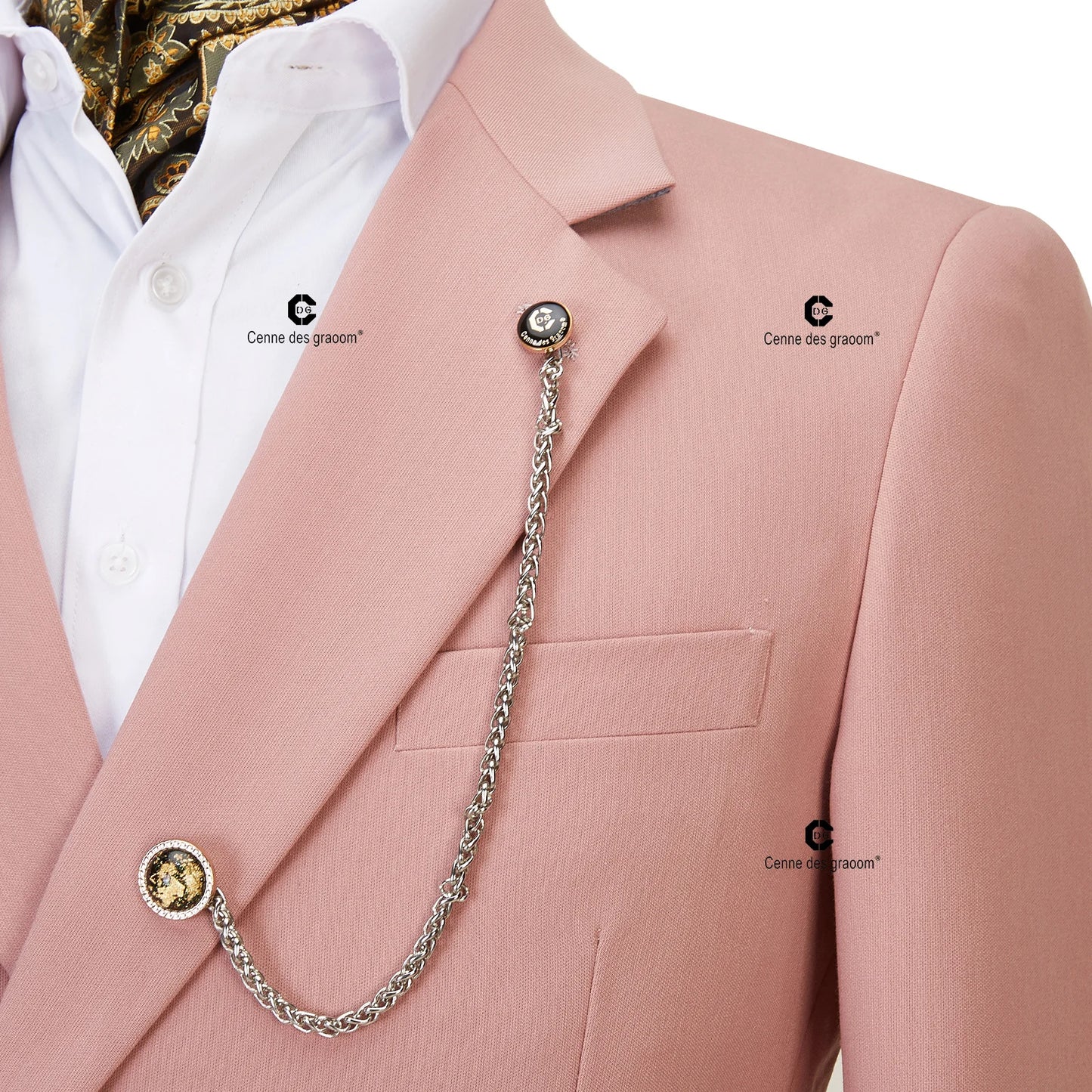 Tuxedo for Mens: Coat Design Dapper Metal Side Release Buckle Pink Men Suits 2 Pieces