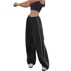 Women Low Waist Loose Wide Leg Pants Quick Drying Footed Cargo Pants