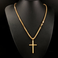 Punk Cross Pendant Link Chain for Men Women 316L Stainless Steel Hip Hop Necklace