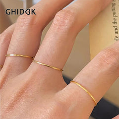 0.5mm Extremely Thin Stainless Steel Anti-Tarnish Rings for Women Fashion