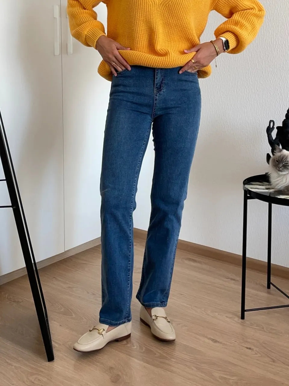 High Waist Straight Jeans Women Vintage Classic Boyfriend High Street Full Length Denim Pants