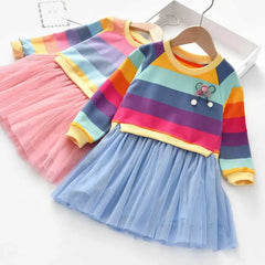 Baby Girls Dress Princess Autumn Sweater Fleece Gauze Tutu Dresses