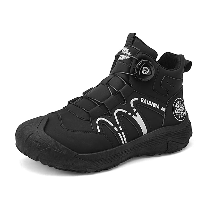 Street Yellow Men's Biker Boots Fashion Design Knob Motorcycle Boots Men British Style Casual Outdoor Leather Ankle Boots Man